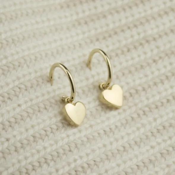 Pendientes Aro Corazón de Plata Dorada