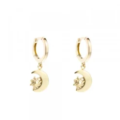 Pendientes Aro Cripa Luna Plata Dorada 11mm