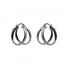 Pendientes Aro Doble de Plata Negra 16mm