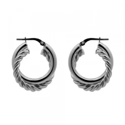 Pendientes Aro Doble Entrelazados en Rutenio 20mm
