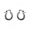 Pendientes Aro Doble Entrelazados Plata Negra 15mm