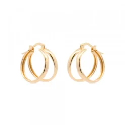 Pendientes Aro Doble Plata Dorada 16mm