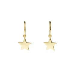 Pendientes Aro Estrella de Plata Dorada