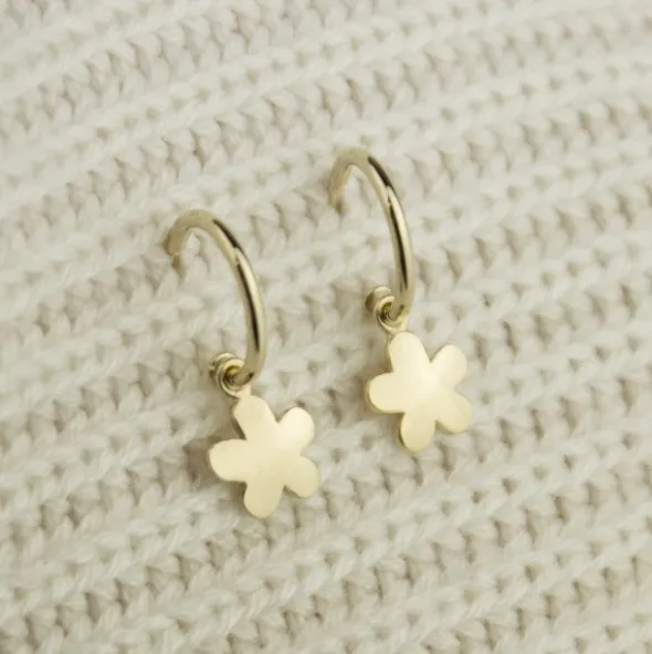 Pendientes Aro Flor de Plata Dorada