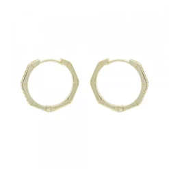 Pendientes Aro Hexagonal Plata Dorada y Circonitas 19mm