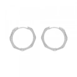 Pendientes Aro Hexagonal Plata y Circonitas 19mm