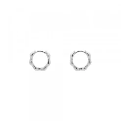 Pendientes Aro Mini Bambú de Plata