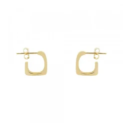 Pendientes Aro Mini Cuadrado Plata Dorada 12mmm