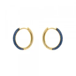 Pendientes Aro Plata Dorada y Circonitas Azules
