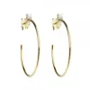 Pendientes Aro Plata Dorada y Circonita 30mm