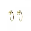 Pendientes Aro Plata Dorada Circonita 15mm