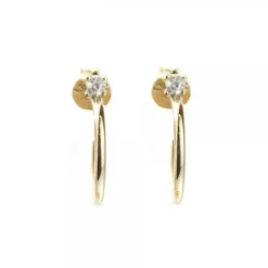 Pendientes Aro Plata Dorada Circonita 15mm