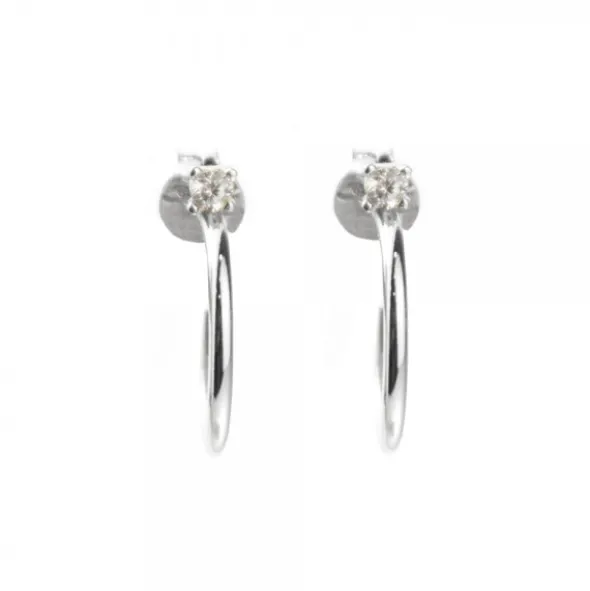 Pendientes Aro Plata y Circonita 15mm