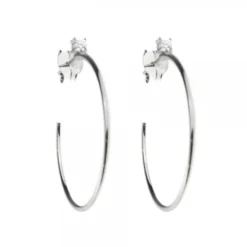 Pendientes Aro Plata y Circonita 30mm