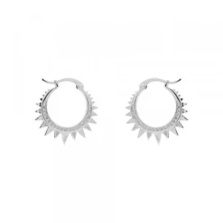 Pendientes Aro Punk Plata y Circonitas 15mm