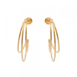 Pendientes Aro Triple Plata Dorada