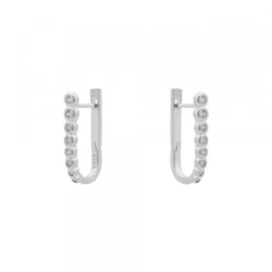Pendientes Aro U Plata y Circonitas 18mm