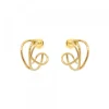 Pendientes Aros doble Plata Dorada 15mm