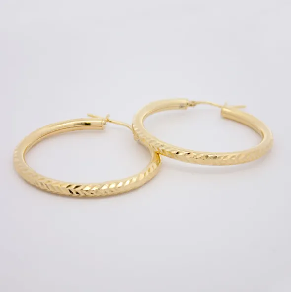Pendientes Aros Martelé Plata Dorada 36mm