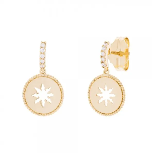 Pendientes B2 Plata Dorada y Circonitas