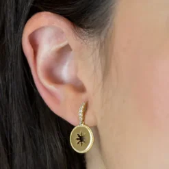 Pendientes B2 Plata Dorada y Circonitas