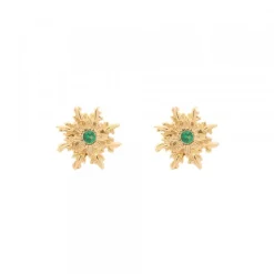 Pendientes Basic Colors Plata Dorada y Circonita Verde