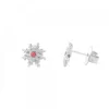 Pendientes Basic Colors Plata y Circonita Roja