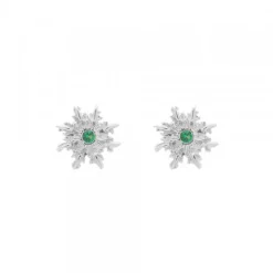 Pendientes Basic Colors Plata y Circonita Verde