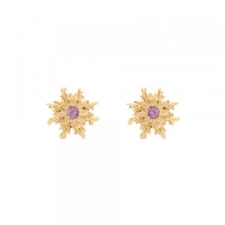Pendientes Basic Colors Plata Dorada y Amatista