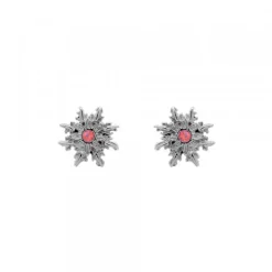 Pendientes Basic Colors Rutenio y Circonita Roja