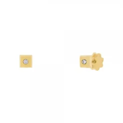 Pendientes Bebé Cuadrados Oro y Circonita 3mm