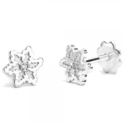 Pendientes Bebé Eguzkilore Oro Blanco y Diamante 6,5mm