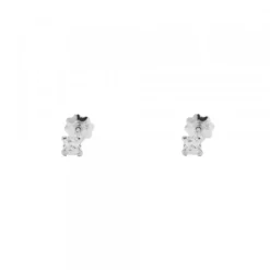 Pendientes Bebé Oro Blanco y Circonita Engarzada 3mm