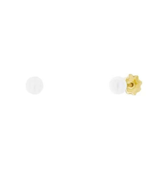 Pendientes Bebé Oro y Perla 4mm