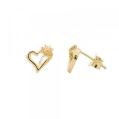 Pendientes Bihotza Plata Dorada 8mm
