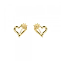 Pendientes Bihotza Plata Dorada 8mm