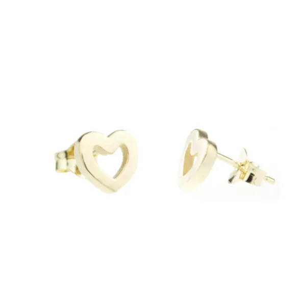 Pendientes Corazón Plata Dorada 9mm