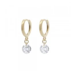 Pendientes Cripa Aro Plata Dorada y Circonita 13mm