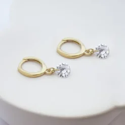 Pendientes Cripa Aro Plata Dorada y Circonita 13mm