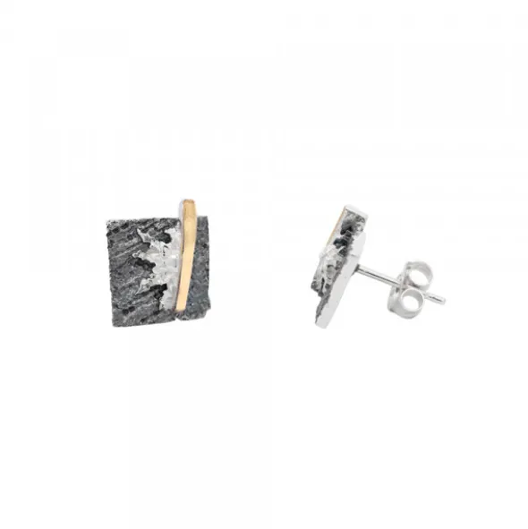 Pendientes Cuadrados Flysch Plata y Lámina de Oro