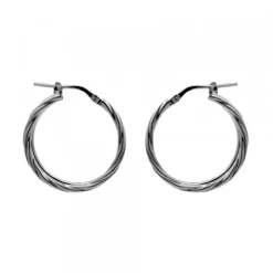 Pendientes Doble Aro Entorchados Plata Negra 22mm