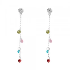 Pendientes Eguzkilore de Plata con Cristales Multicolor