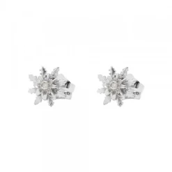 Pendientes Eguzkilore Oro Blanco y Brillante 9mm
