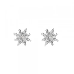 Pendientes Eguzkilore Oro Blanco y Brillante 9mm