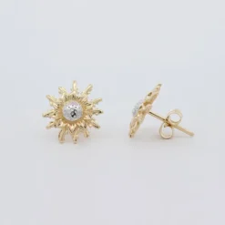 Pendientes Eguzkilore Oro Bicolor 14mm