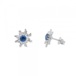 Pendientes Eguzkilore Oro Blanco y Zafiro