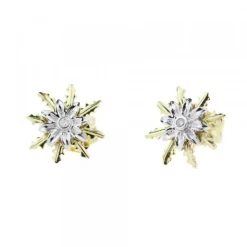 Pendientes Eguzkilore Oro Bicolor y Brillante 12mm