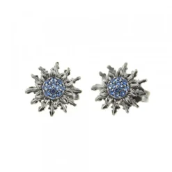 Pendientes Eguzkilore Plata Negra y Circonitas Azules 14mm