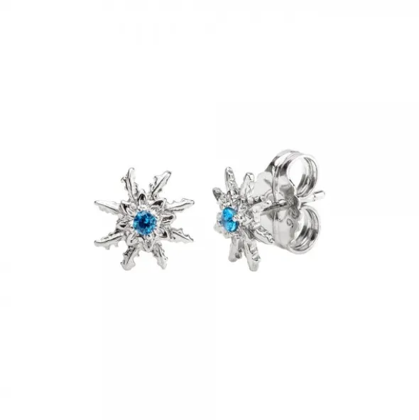 Pendientes Eguzkilore Plata y Circonita Azul 11mm