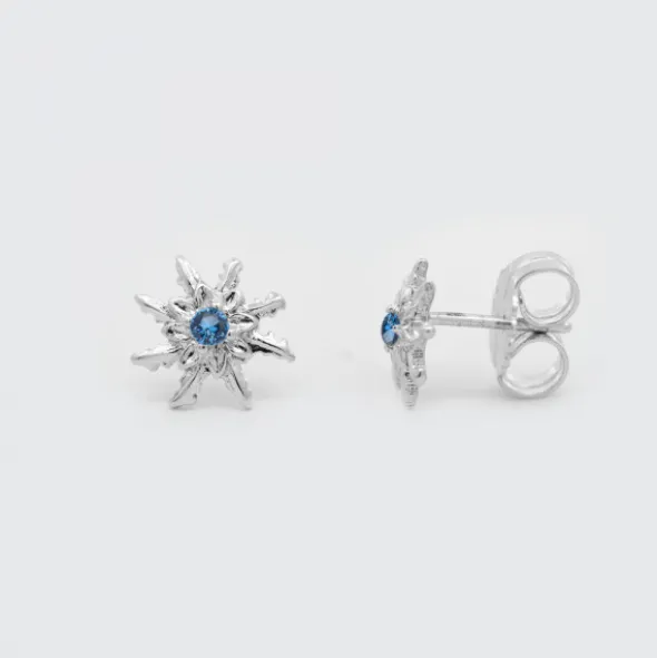 Pendientes Eguzkilore Plata y Circonita Azul 11mm